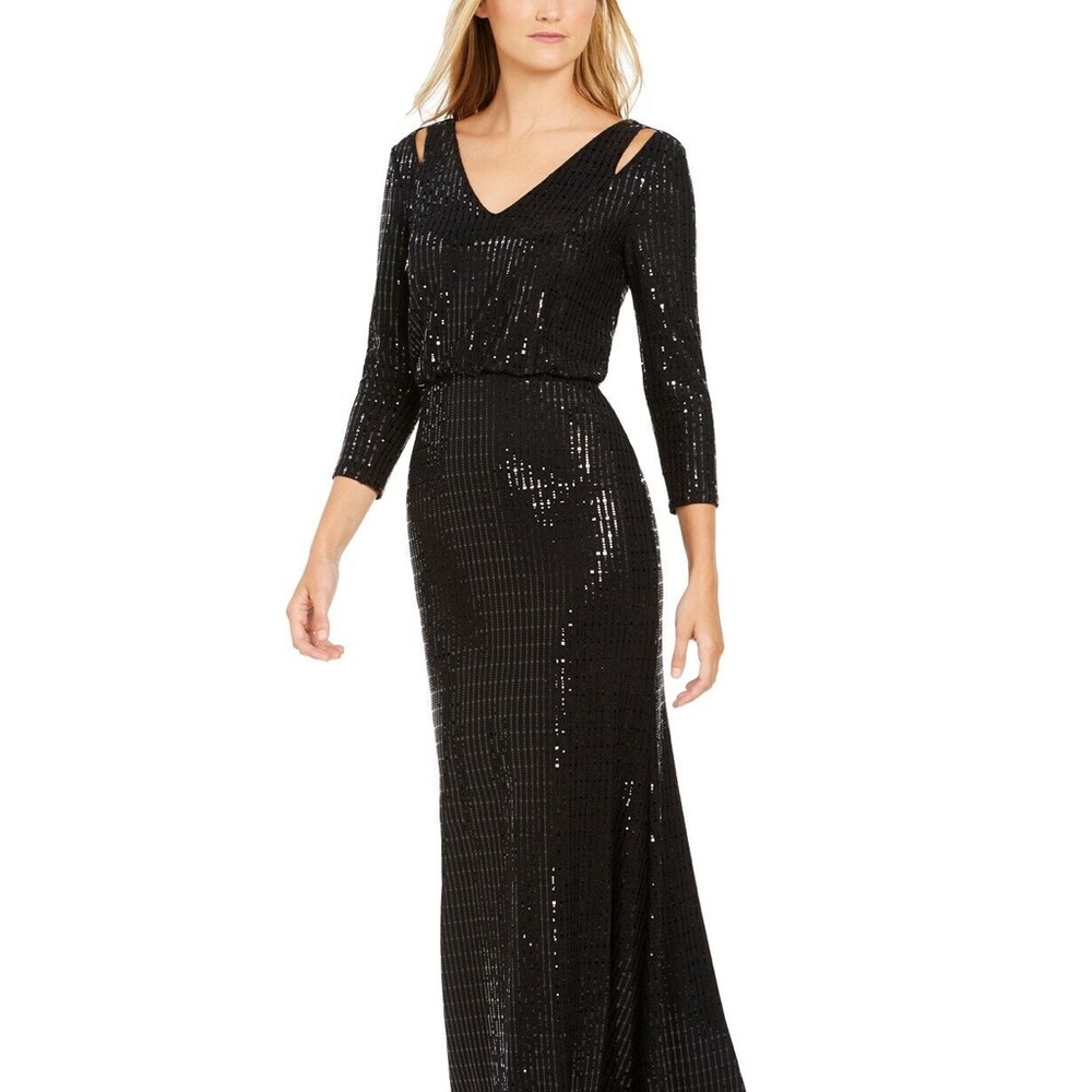 Calvin Klein Black Sequin Maxi Dress Women's 14